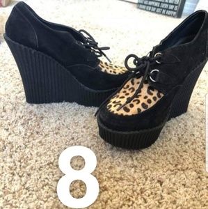 Size 8 t.u.k leopard print wedge
